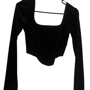 Black Velvet Long Sleeve Top